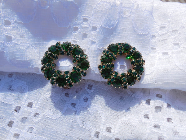 Dazzling Green Rhinestone Vintage Clip On Earrings Designer Signed Wei –  Diane Louise Vintage