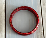 Retro Awesome Vintage Bangle Bracelet w Reds & Gold Enamel