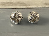 Fantastic Vintage Clip On Earrings Large Silver Tone Detailed Knots
