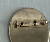 Unique Vintage Brooch Signed Japan White Enamel w Etched Niello Dancer
