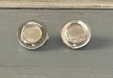 Fabulous Vintage Clip On Earrings Silver Tone Metal Mother of Pearl Centers