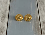 Fabulous Vintage Pierced Earrings Shiny Gold Tone Metal