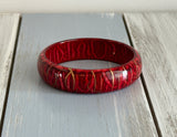 Retro Awesome Vintage Bangle Bracelet w Reds & Gold Enamel