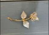 Beautiful Vintage Brooch Silver & Gold Tone Rose Flower