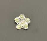 Little Sparkly Vintage Flower Brooch Pin w Green & AB Rhinestones