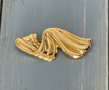 Beautiful Vintage Brooch Shiny Gold Tone Ribbon / Swirl Design