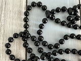 Fantastic Longer Length Vintage Beaded Necklace w Black Plastic Beads