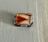 Truly Fantastic Vintage Little Brooch Pin Silver Tone w I Believe Agate Stone