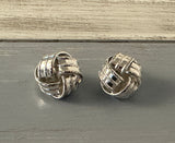 Fantastic Vintage Clip On Earrings Large Silver Tone Detailed Knots