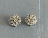 Gorgeous Crown Trifari Sparkly Rhinestone Cluster Clip On Earrings