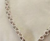 Beautiful Vintage Hand Beaded Necklace w Tassel Faux Pearls & Gold Tone Beads