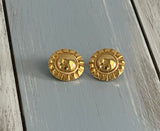 Fabulous Vintage Pierced Earrings Shiny Gold Tone Metal