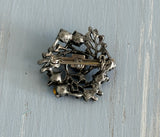 So Beautiful Blue Rhinestone Pewter Vintage Brooch. Lots of Sparkle!!