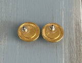 Fabulous Vintage Pierced Earrings Shiny Gold Tone Metal