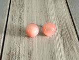 Fantastic Vintage Screw Back On Earrings w Pink Moonglow Plastic Cabochons