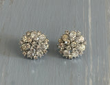 Gorgeous Crown Trifari Sparkly Rhinestone Cluster Clip On Earrings