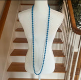 The Prettiest Blue!  Long Beaded Vintage Necklace