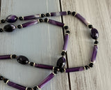 Fantastic Vintage Beaded Longer Necklace w Marbled Purple Beads