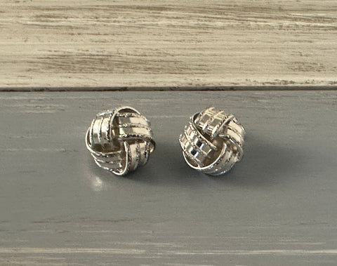 Fantastic Vintage Clip On Earrings Large Silver Tone Detailed Knots