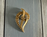 Magnificent Vintage Crown Trifari Brooch Brushed Gold Tone Leaves Design