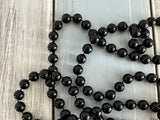 Fantastic Longer Length Vintage Beaded Necklace w Black Plastic Beads