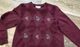 Alfred Dunner Sz PM P M Vintage Pullover Sweatshirt Knit Top w Embroidered Flowers