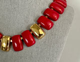 Amazing Vintage Napier Statement Necklace w Red & Gold Tone Links PAT#