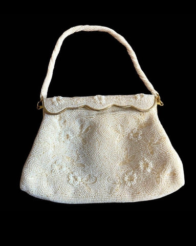Dayne Taylor Japan Vintage Heavily Beaded Smaller Handbag Purse Floral Design