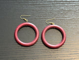 Super Cool Vintage Wood Hoop Dangle Pierced Earrings