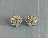 Gorgeous Crown Trifari Sparkly Rhinestone Cluster Clip On Earrings