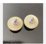 Super Cool Vintage Button Style Pierced Earrings w Black Tree Design