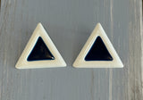 These are Cool!  Retro Enamel Metal Triangle Pierced Earrings