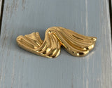 Beautiful Vintage Brooch Shiny Gold Tone Ribbon / Swirl Design