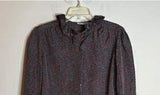 Bethany Fabulous Vintage Blouse Sz M (?) Burgundy w Teal Polka Dot Button Down