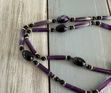 Fantastic Vintage Beaded Longer Necklace w Marbled Purple Beads