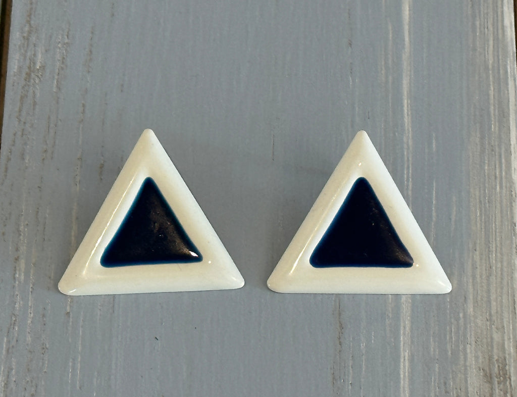 These are Cool!  Retro Enamel Metal Triangle Pierced Earrings