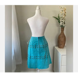 NWT Bagatelle Sz 10 Vintage Turquoise Blue Leather Suede Skirt