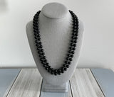 Fantastic Longer Length Vintage Beaded Necklace w Black Plastic Beads