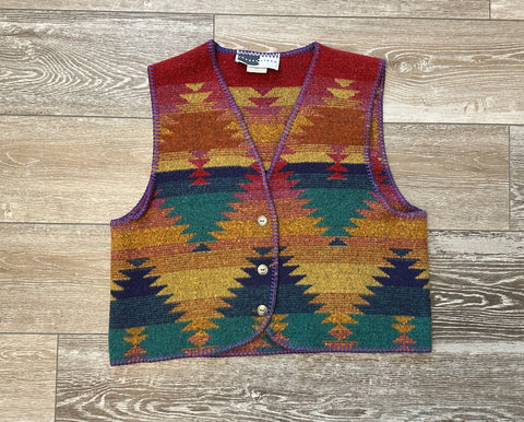 Rhonda Stark Sz L Vintage Western Style Vest Beautiful Colors! USA Made