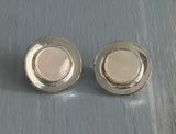 Fabulous Vintage Clip On Earrings Silver Tone Metal Mother of Pearl Centers