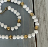 Napier Fabulous Vintage Beaded Necklace White & Gold Tone Beads