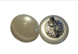 Beautiful Crown Trifari Vintage Large Pearl Button Clip On Earrings