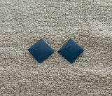 Fun Vintage Blue Enamel Diamond Shape Metal Pierced Earrings