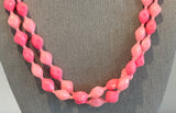 Funtastic Vintage Long Beaded Necklace Plastic Beads in Barbie Pinks