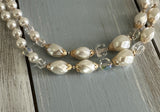 Vintage Multi Strand Necklace Faux Pearls AB Glass & Gold Tone Beads Japan