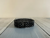 Fabulous Vintage Wire Cuff Bracelet w Black Faceted Beads