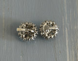 Gorgeous Crown Trifari Sparkly Rhinestone Cluster Clip On Earrings