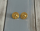 Fabulous Vintage Pierced Earrings Shiny Gold Tone Metal