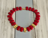 Amazing Vintage Napier Statement Necklace w Red & Gold Tone Links PAT#