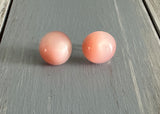 Fantastic Vintage Screw Back On Earrings w Pink Moonglow Plastic Cabochons